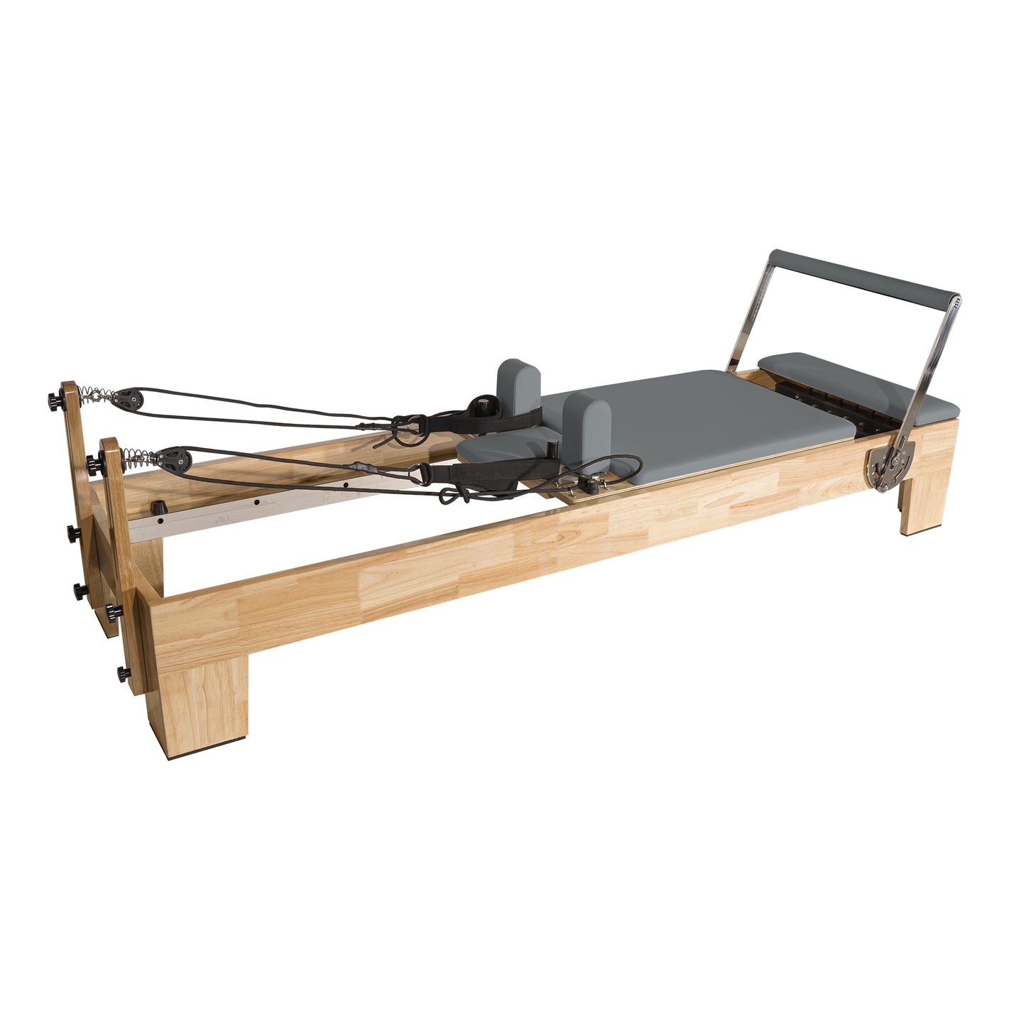 Klassischer Oak Pilates Reformer Grau