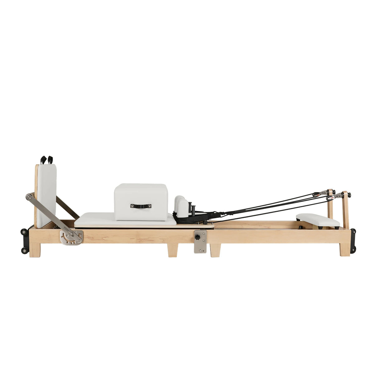 Zusammenklappbarer Pilates-Reformer aus Ahornholz, weiß
