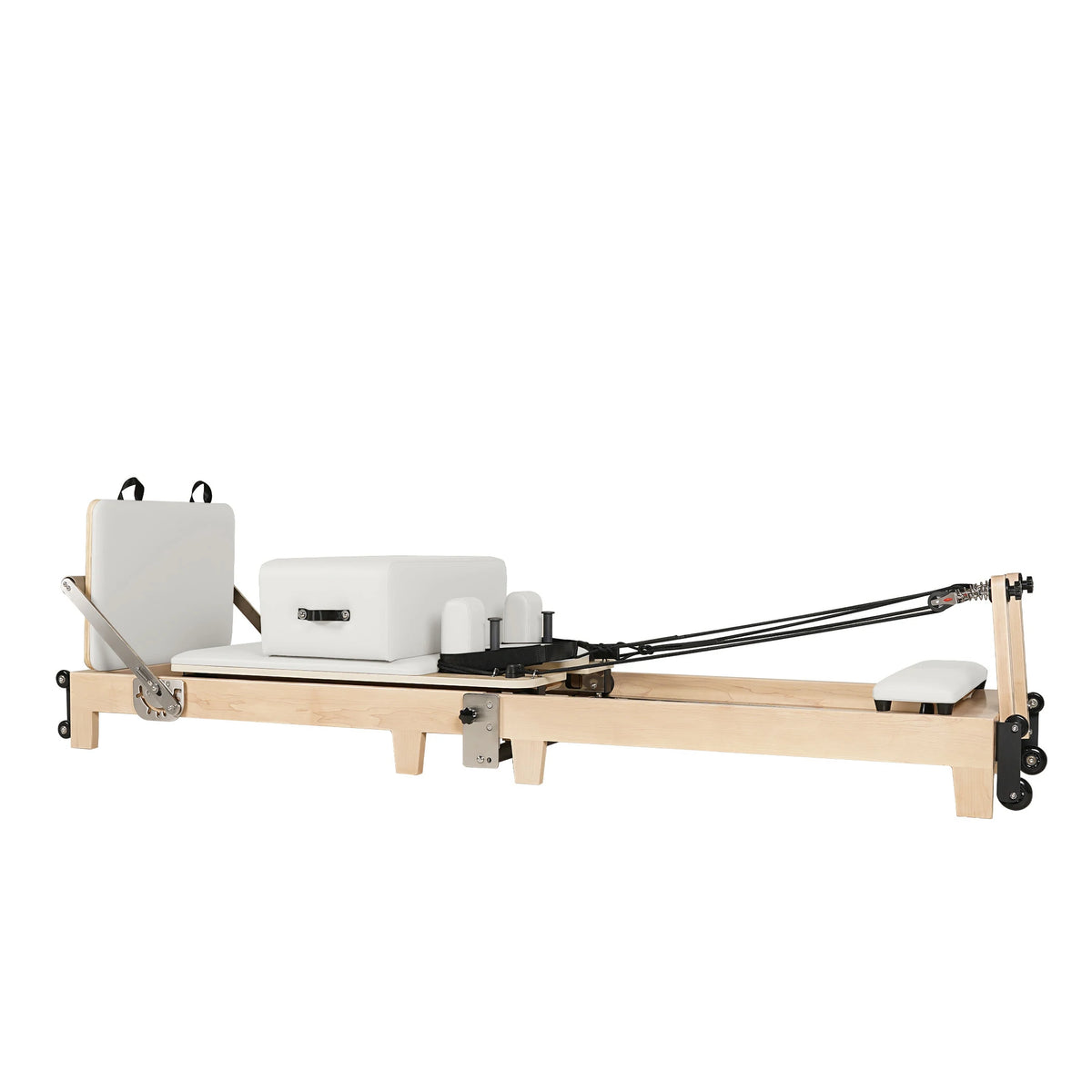 Zusammenklappbarer Pilates-Reformer aus Ahornholz, weiß