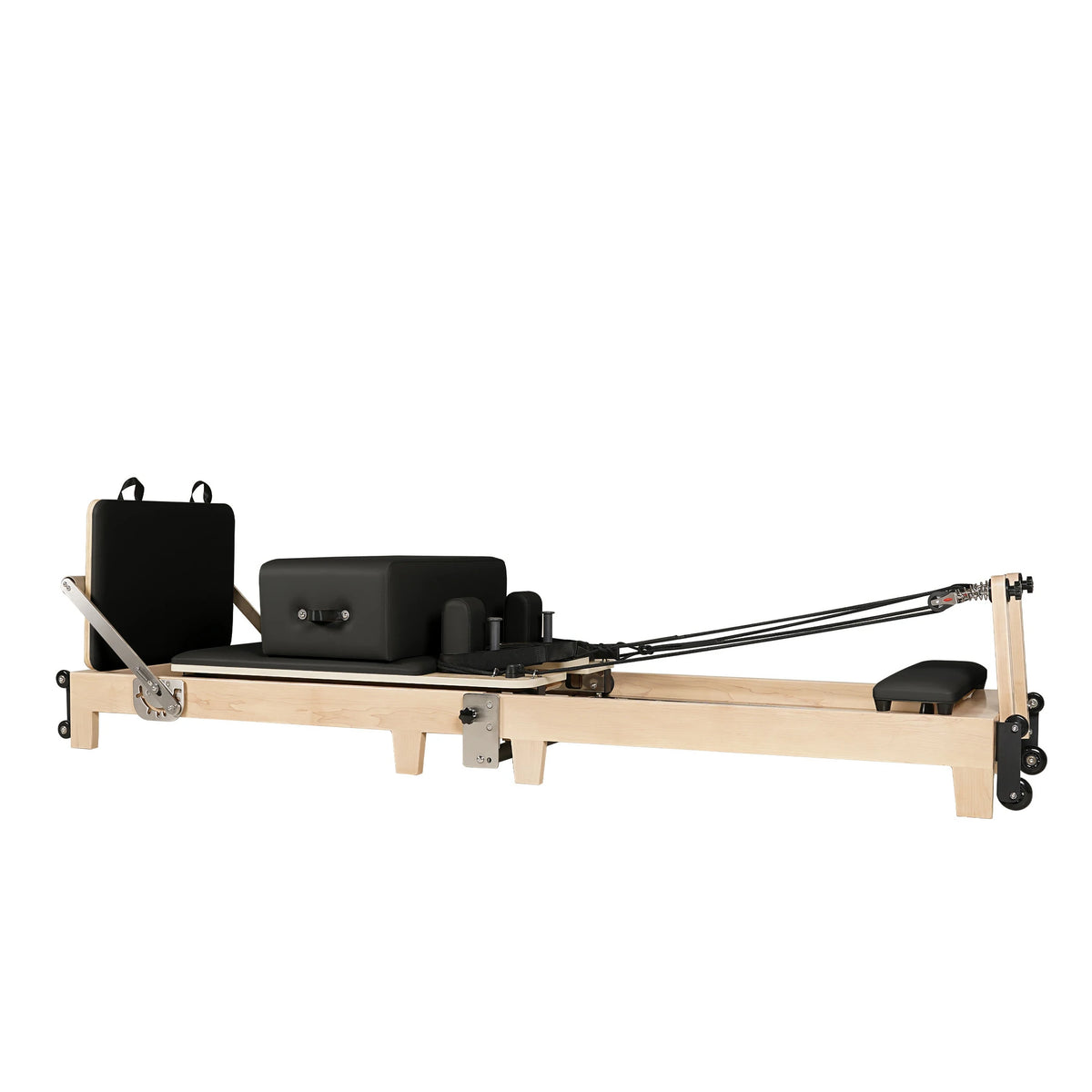 Zusammenklappbarer Pilates-Reformer aus Ahornholz, schwarz