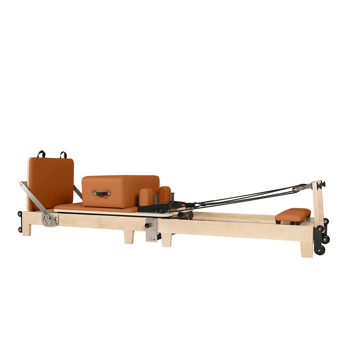 Zusammenklappbarer Pilates-Reformer aus Ahornholz, orange