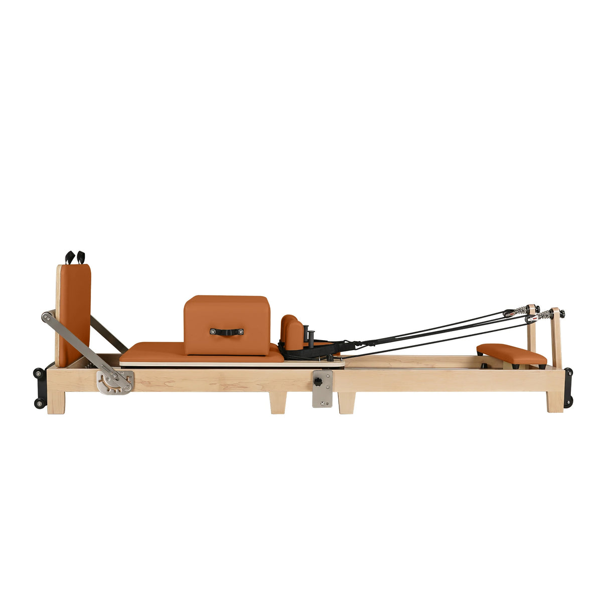 Zusammenklappbarer Pilates-Reformer aus Ahornholz, orange