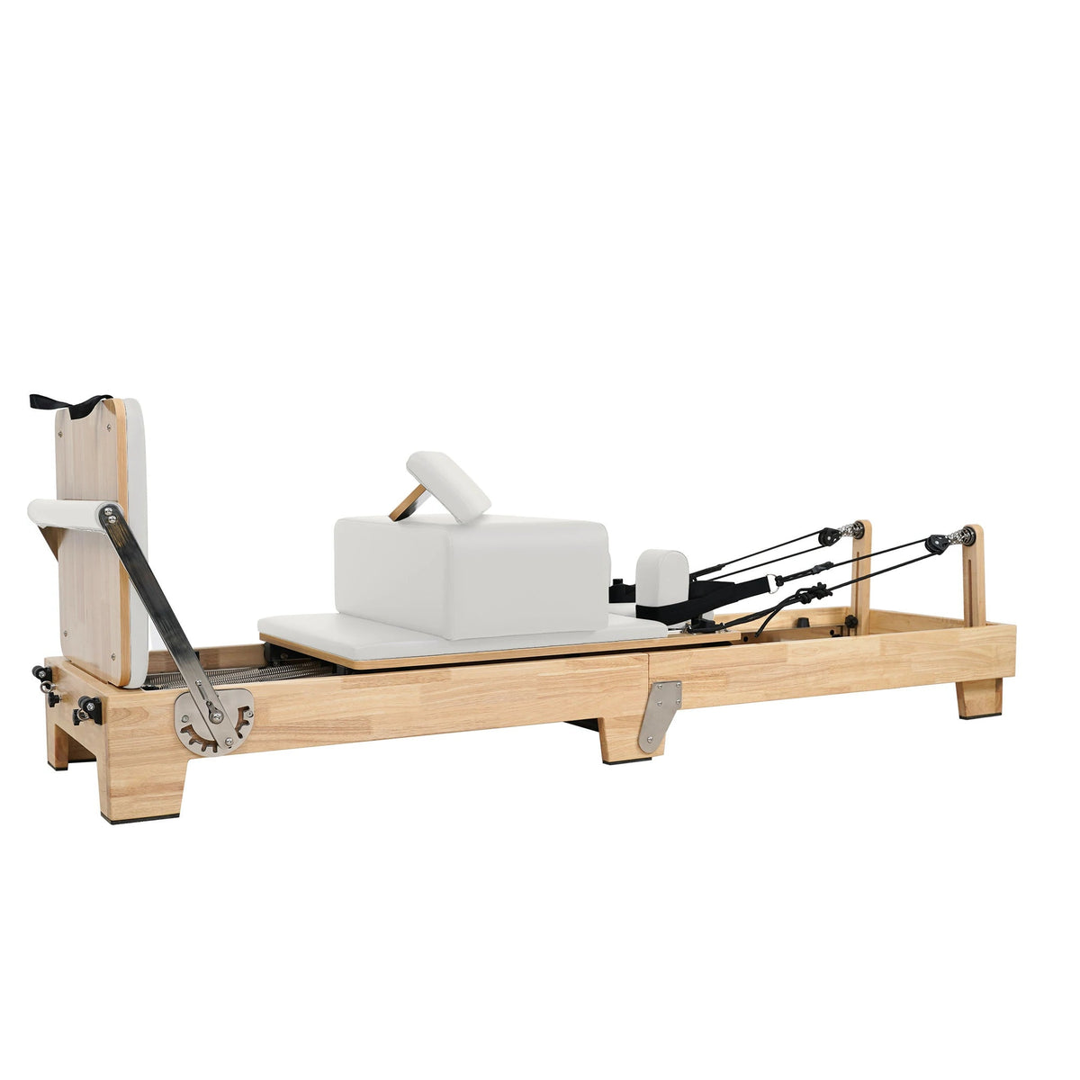 Reformeur de Pilates classique pliant en chêne – Blanc