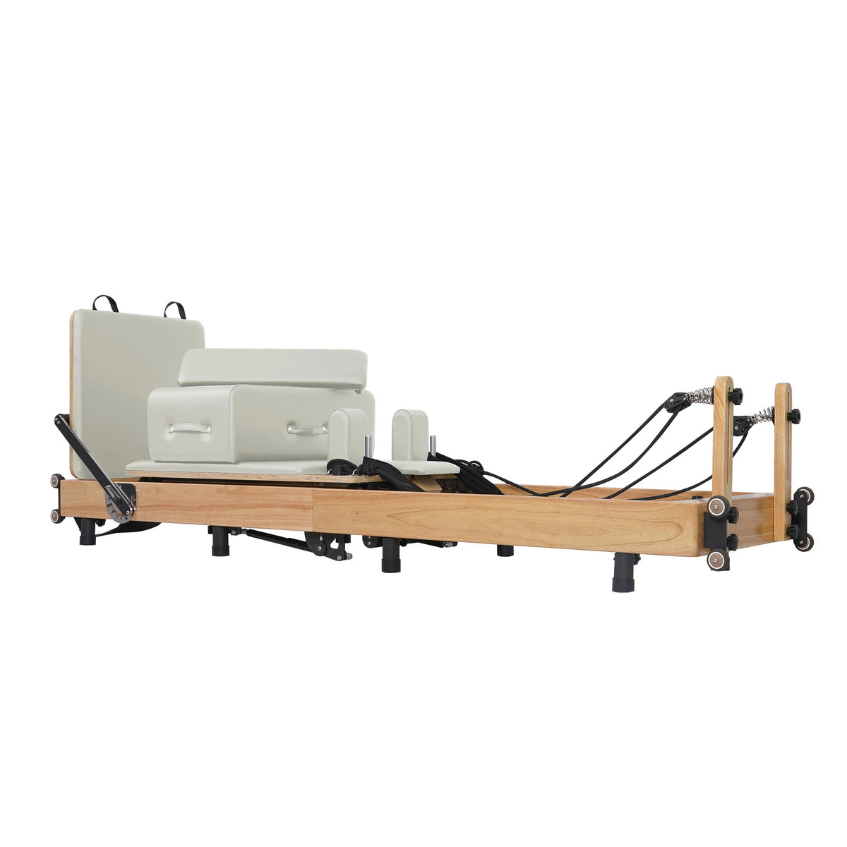Zusammenklappbarer Pilates-Reformer aus Eiche, Cremeweiß