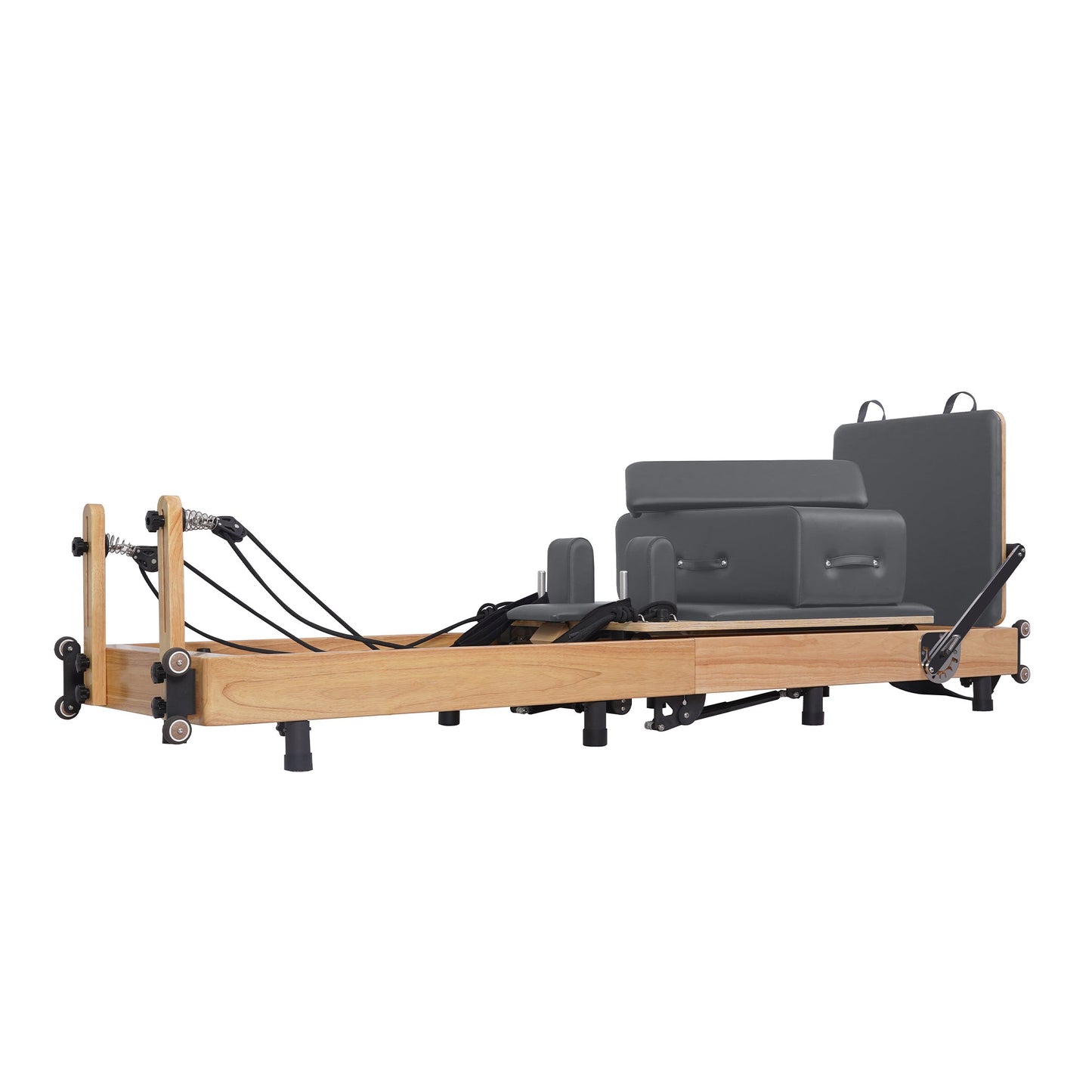 Oak Adjustable-Leg Foldable Pilates Reformer Gray