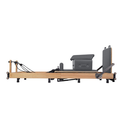 Oak Adjustable-Leg Foldable Pilates Reformer Gray