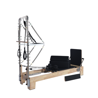 Oak Pilates Reformer with Tower Black